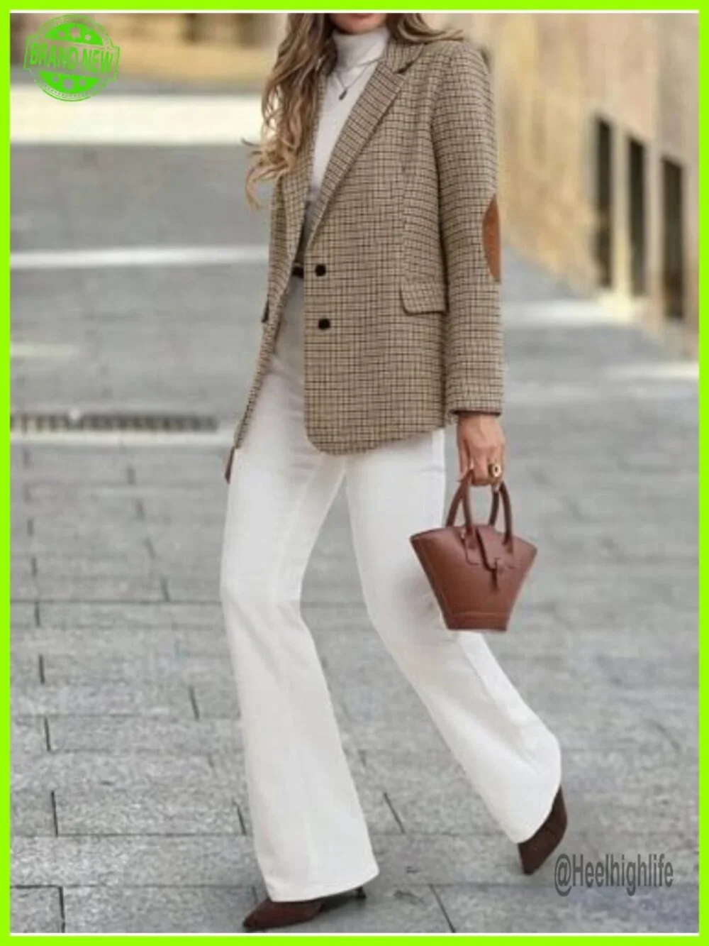 Tweed Plaid Blazer Full Lining Business Casual Work Office Dressy Jacket Pockets